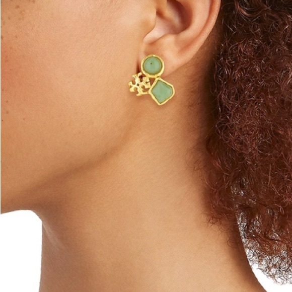 NWT Tory Burch Roxanne Cluster Stud Earring Color Mint - Picture 4 of 10